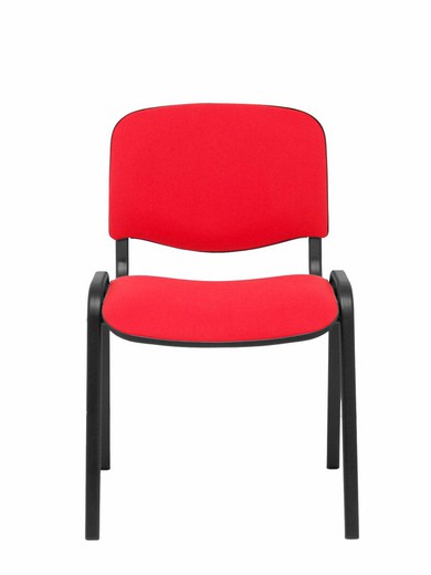 Modelo Iso  Pack de 2 sillas confidentes ergonómica, apilable, multiusos y estructura en color negro. Asiento y respaldo tapizados en tejido ARAN color rojo.