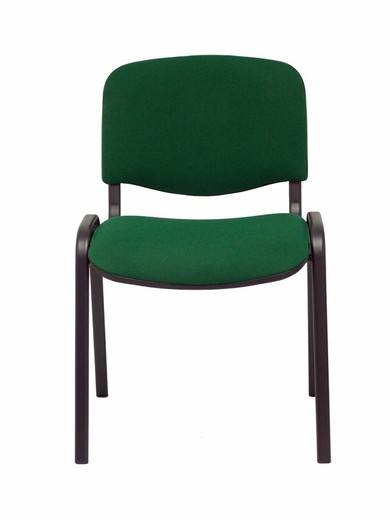 Modelo Iso  Pack de 2 sillas confidentes ergonómica, apilable, multiusos y estructura en color negro. Asiento y respaldo tapizados en tejido ARAN color verde botella.