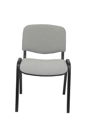 Modelo Iso  Pack de 4 sillas confidentes ergonómica, apilable, multiusos y estructura en color negro  Asiento y respaldo tapizados en tejido ARAN color gris