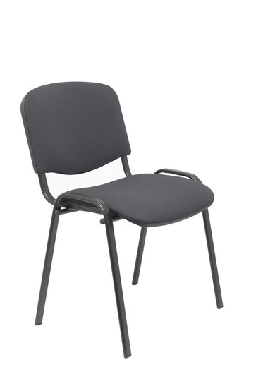 Modelo Iso - Pack de 4 sillas confidentes ergonómica, apilable, multiusos y estructura en color negro. Asiento y respaldo tapizados en tejido BALI color gris oscuro.