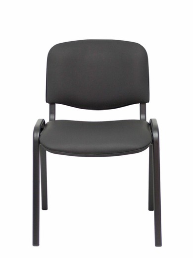 Modelo Iso  Pack de 4 sillas confidentes ergonómica, apilable, multiusos y estructura en color negro  Asiento y respaldo tapizados en tejido similpiel color negro.