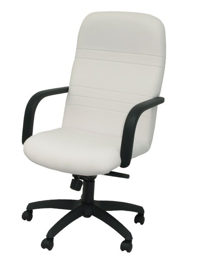 Modelo Letur - Sillón de dirección ergonómico con mecanismo basculante y regulable en altura - Asiento y respaldo tapizados en similpiel color blanco