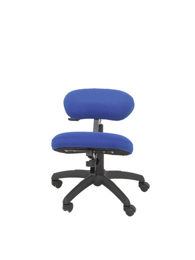 Modelo Lietor - Taburete de oficina ergonómico giratorio y regulable en altura - Asiento tapizado en tejido BALI color azul (RODILLERA REGULABLE)