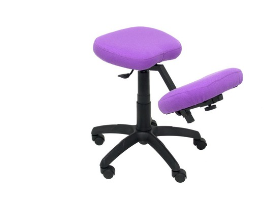 Modelo Lietor - Taburete de oficina ergonómico giratorio y regulable en altura - Asiento tapizado en tejido BALI color lila (RODILLERA REGULABLE)