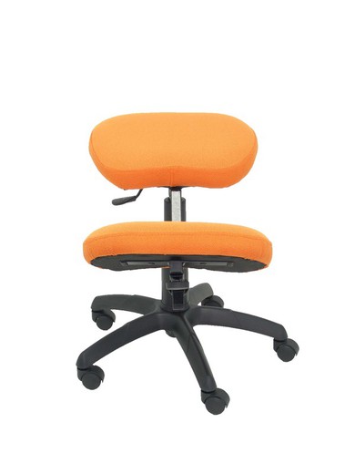 Modelo Lietor - Taburete de oficina ergonómico giratorio y regulable en altura - Asiento tapizado en tejido BALI color naranja (RODILLERA REGULABLE)