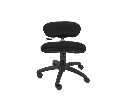 Modelo Lietor - Taburete de oficina ergonómico giratorio y regulable en altura - Asiento tapizado en tejido BALI color negro (RODILLERA REGULABLE)