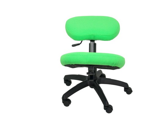 Modelo Lietor - Taburete de oficina ergonómico giratorio y regulable en altura - Asiento tapizado en tejido BALI color pistacho (RODILLERA REGULABLE)