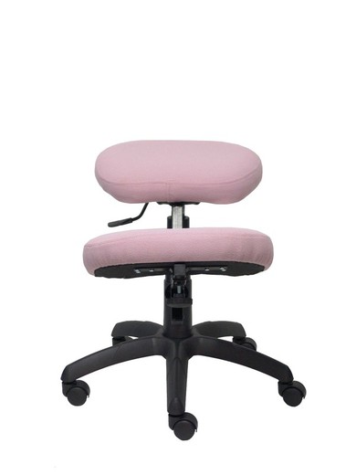 Modelo Lietor - Taburete de oficina ergonómico giratorio y regulable en altura - Asiento tapizado en tejido BALI color rosa pálido (RODILLERA REGULABLE)