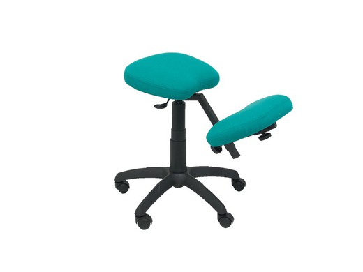 Modelo Lietor - Taburete de oficina ergonómico giratorio y regulable en altura - Asiento tapizado en tejido BALI color turquesa claro (RODILLERA REGULABLE)