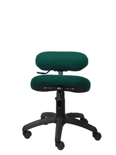 Modelo Lietor - Taburete de oficina ergonómico giratorio y regulable en altura - Asiento tapizado en tejido BALI color verde botella (RODILLERA REGULABLE)