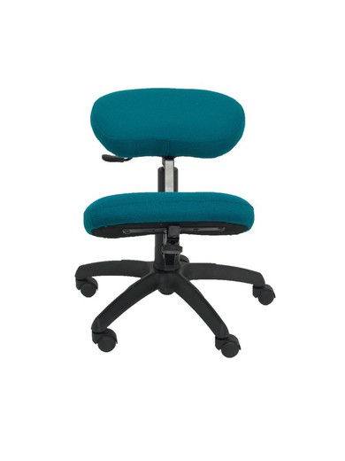 Modelo Lietor - Taburete de oficina ergonómico giratorio y regulable en altura - Asiento tapizado en tejido BALI color verde petróleo (RODILLERA REGULABLE)