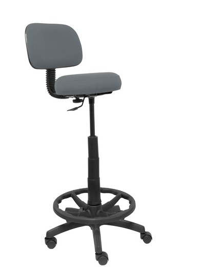 Modelo Llanos Taburete - Taburete ergonómico con mecanismo de contacto lama, regulable en altura y aro reposapiés - Asiento y respaldo tapizados en tejido bali color gris.