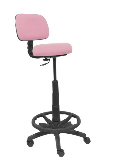 Modelo Llanos Taburete - Taburete ergonómico con mecanismo de contacto lama, regulable en altura y aro reposapiés - Asiento y respaldo tapizados en tejido bali color rosa.