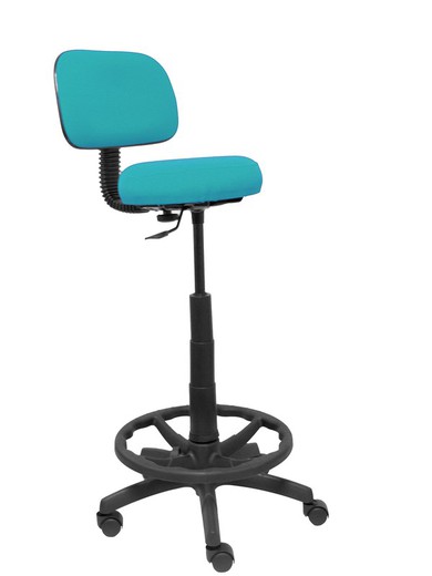 Modelo Llanos Taburete - Taburete ergonómico con mecanismo de contacto lama, regulable en altura y aro reposapiés - Asiento y respaldo tapizados en tejido bali color turquesa.