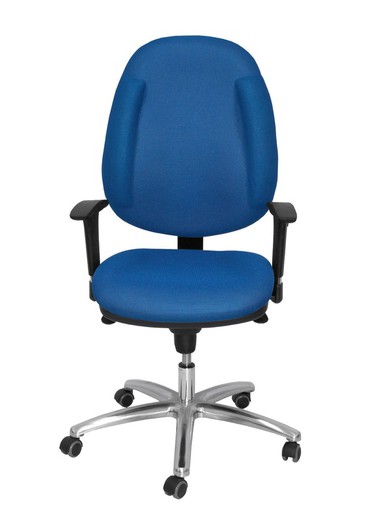 Modelo Ontur - Silla de oficina ergonómica con mecanismo sincro y regulable en altura - Asiento y respaldo tapizados en tejido de malla color azul.