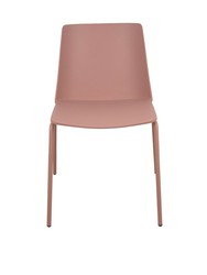 Modelo Orgaz - Pack de 4 sillas confidentes - Asiento y respaldo en PVC de color rosa con estructura de hierro de cuatro patas, en color rosa.