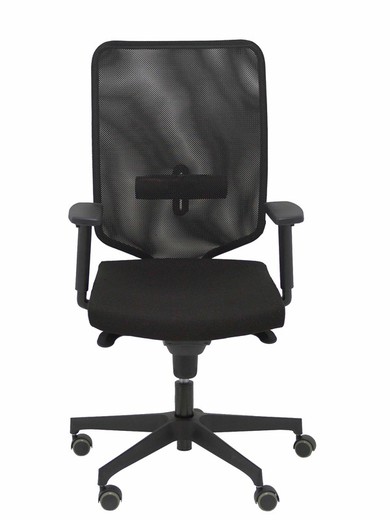 Modelo Ossa Negra - Silla de Oficina ergonómica con mecanismo sincro y regulable en altura - Respaldo de malla en color negro y asiento tapizado en tejido BALI color negro