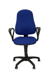 Modelo Punkt - Silla de oficina ergonómica con mecanismo de contacto permanente de doble maneta, regulable en altura y brazos fijos - Asiento y respaldo tapizados en tejido ARAN color azul