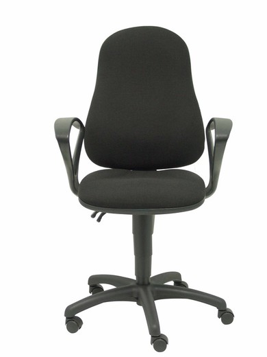 Modelo Punkt - Silla de oficina ergonómica con mecanismo de contacto permanente de doble maneta, regulable en altura y brazos fijos - Asiento y respaldo tapizados en tejido ARAN color negro