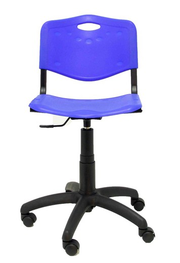 Modelo Robledo giratoria - Silla de oficina ergonómica, regulable en altura y giratoria 360º -  Asiento y respaldo de plástico de color azul