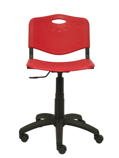 Modelo Robledo giratoria - Silla de oficina ergonómica, regulable en altura y giratoria 360º -  Asiento y respaldo de plástico de color rojo.