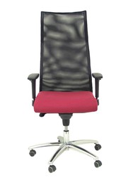 Modelo Sahuco - Sillón de dirección ergonómico con mecanismo sincro y regulable en altura - Respaldo de malla transpirable y asiento tapizados en tejido BALI color granate