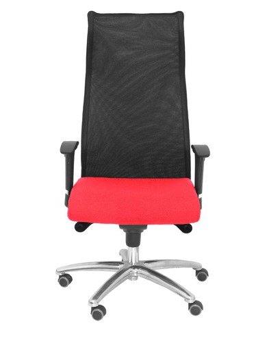 Modelo Sahuco - Sillón de dirección ergonómico con mecanismo sincro y regulable en altura - Respaldo de malla transpirable y asiento tapizados en tejido BALI color rojo