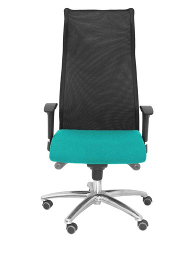 Modelo Sahuco - Sillón de dirección ergonómico con mecanismo sincro y regulable en altura - Respaldo de malla transpirable y asiento tapizados en tejido BALI color turquesa