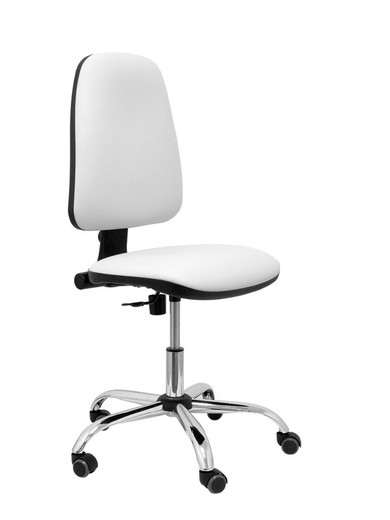 Modelo Sierra CP  Silla de oficina ergonómica con mecanismo de contacto permanente y regulable en altura  Asiento y tejido tapizado en similpiel blanco