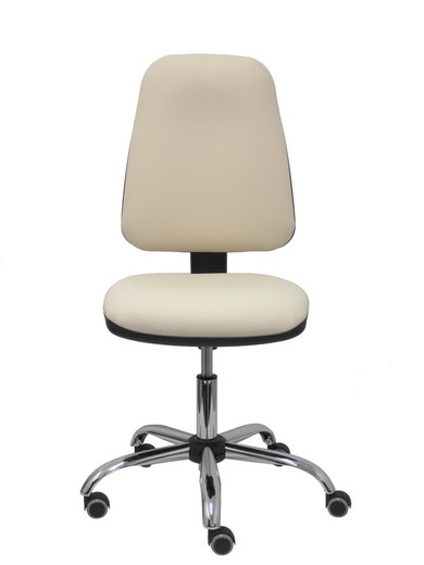 Modelo Sierra CP  Silla de oficina ergonómica con mecanismo de contacto permanente y regulable en altura  Asiento y tejido tapizado en similpiel crema