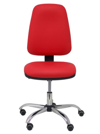 Modelo Sierra CP - Silla de oficina ergonómica con mecanismo de contacto permanente y regulable en altura - Asiento y tejido tapizado en similpiel rojo