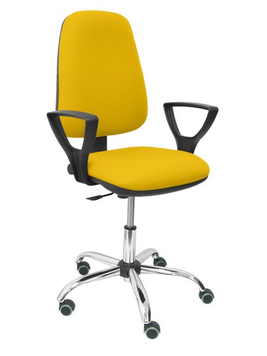 Modelo Sierra CP - Silla de oficina ergonómica con mecanismo de contacto permanente y regulable en altura - Asiento y tejido tapizado en tejido BALI color amarillo (BRAZOS FIJOS INCLUIDOS)