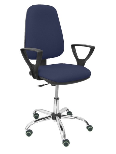 Modelo Sierra CP - Silla de oficina ergonómica con mecanismo de contacto permanente y regulable en altura - Asiento y tejido tapizado en tejido BALI color azul marino (BRAZOS FIJOS INCLUIDOS)