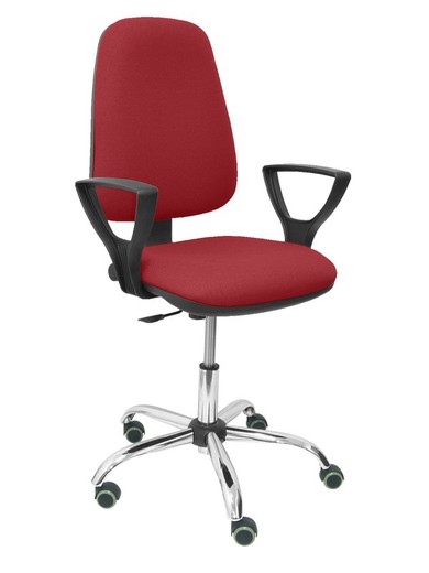 Modelo Sierra CP - Silla de oficina ergonómica con mecanismo de contacto permanente y regulable en altura - Asiento y tejido tapizado en tejido BALI color granate (BRAZOS FIJOS INCLUIDOS)