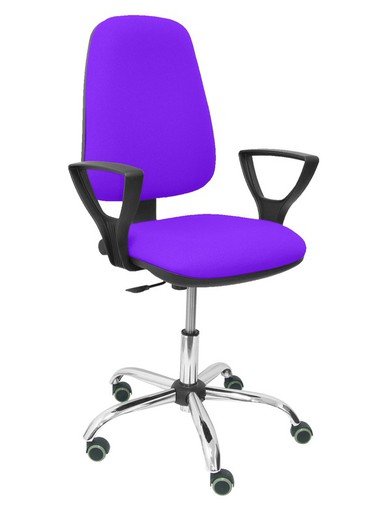 Modelo Sierra CP - Silla de oficina ergonómica con mecanismo de contacto permanente y regulable en altura - Asiento y tejido tapizado en tejido BALI color lila (BRAZOS FIJOS INCLUIDOS)