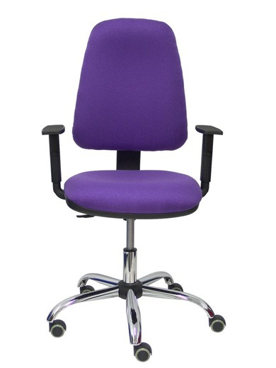 Modelo Sierra CP - Silla de oficina ergonómica con mecanismo de contacto permanente y regulable en altura - Asiento y tejido tapizado en tejido BALI color lila (BRAZOS REGULABLES EN ALTURA)