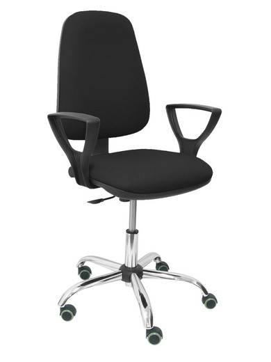 Modelo Sierra CP - Silla de oficina ergonómica con mecanismo de contacto permanente y regulable en altura - Asiento y tejido tapizado en tejido BALI color negro (BRAZOS FIJOS INCLUIDOS)