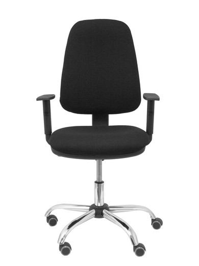 Modelo Sierra CP - Silla de oficina ergonómica con mecanismo de contacto permanente y regulable en altura - Asiento y tejido tapizado en tejido BALI color negro (BRAZOS REGULABLES EN ALTURA)