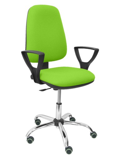 Modelo Sierra CP - Silla de oficina ergonómica con mecanismo de contacto permanente y regulable en altura - Asiento y tejido tapizado en tejido BALI color pistacho (BRAZOS FIJOS INCLUIDOS)