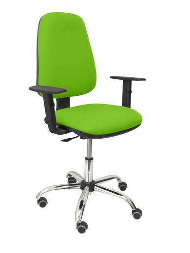 Modelo Sierra CP - Silla de oficina ergonómica con mecanismo de contacto permanente y regulable en altura - Asiento y tejido tapizado en tejido BALI color pistacho (BRAZOS REGULABLES EN ALTURA)