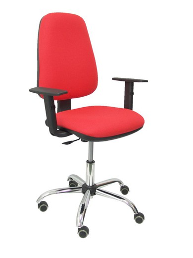 Modelo Sierra CP - Silla de oficina ergonómica con mecanismo de contacto permanente y regulable en altura - Asiento y tejido tapizado en tejido BALI color rojo (BRAZOS REGULABLES EN ALTURA)