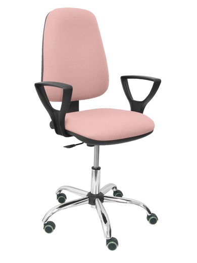 Modelo Sierra CP - Silla de oficina ergonómica con mecanismo de contacto permanente y regulable en altura - Asiento y tejido tapizado en tejido BALI color rosa (BRAZOS FIJOS INCLUIDOS)