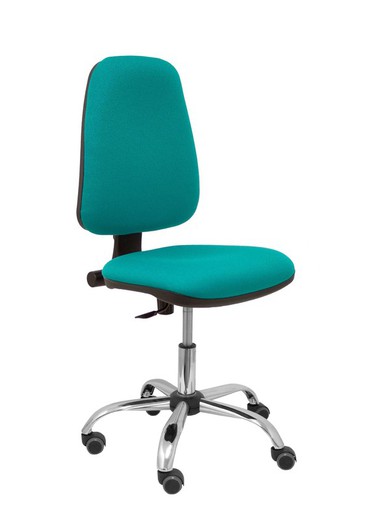 Modelo Sierra CP - Silla de oficina ergonómica con mecanismo de contacto permanente y regulable en altura - Asiento y tejido tapizado en tejido BALI color turquesa