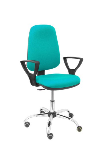 Modelo Sierra CP - Silla de oficina ergonómica con mecanismo de contacto permanente y regulable en altura - Asiento y tejido tapizado en tejido BALI color turquesa (BRAZOS FIJOS INCLUIDOS)