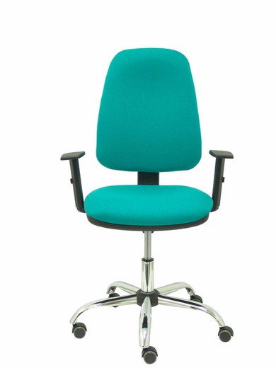 Modelo Sierra CP - Silla de oficina ergonómica con mecanismo de contacto permanente y regulable en altura - Asiento y tejido tapizado en tejido BALI color turquesa (BRAZOS REGULABLES EN ALTURA)