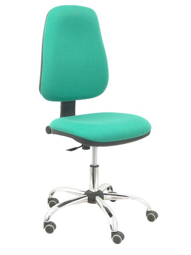 Modelo Sierra CP - Silla de oficina ergonómica con mecanismo de contacto permanente y regulable en altura - Asiento y tejido tapizado en tejido BALI color verde esmeralda