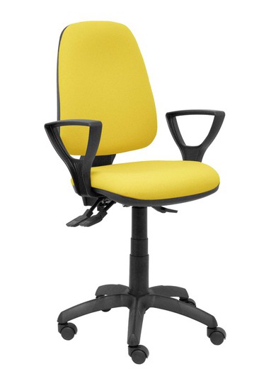 Modelo Sierra S - Silla de oficina ergonómica con mecanismo asincro y regulable en altura - Asiento y tejido tapizado en tejido BALI color amarillo (BRAZOS FIJOS INCLUIDOS)