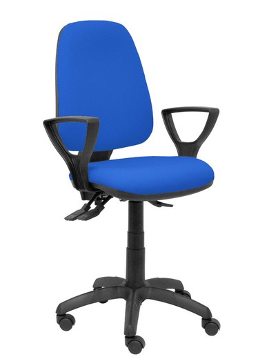 Modelo Sierra S - Silla de oficina ergonómica con mecanismo asincro y regulable en altura - Asiento y tejido tapizado en tejido BALI color azul (BRAZOS FIJOS INCLUIDOS)