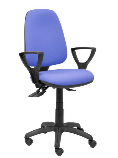 Modelo Sierra S - Silla de oficina ergonómica con mecanismo asincro y regulable en altura - Asiento y tejido tapizado en tejido BALI color azul claro (BRAZOS FIJOS INCLUIDOS)