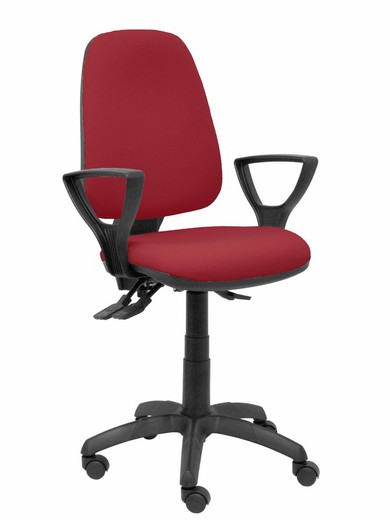 Modelo Sierra S - Silla de oficina ergonómica con mecanismo asincro y regulable en altura - Asiento y tejido tapizado en tejido BALI color granate (BRAZOS FIJOS INCLUIDOS)